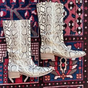 FREDA SALVADOR Julia mid shaft boot in vanilla snakeskin - 8